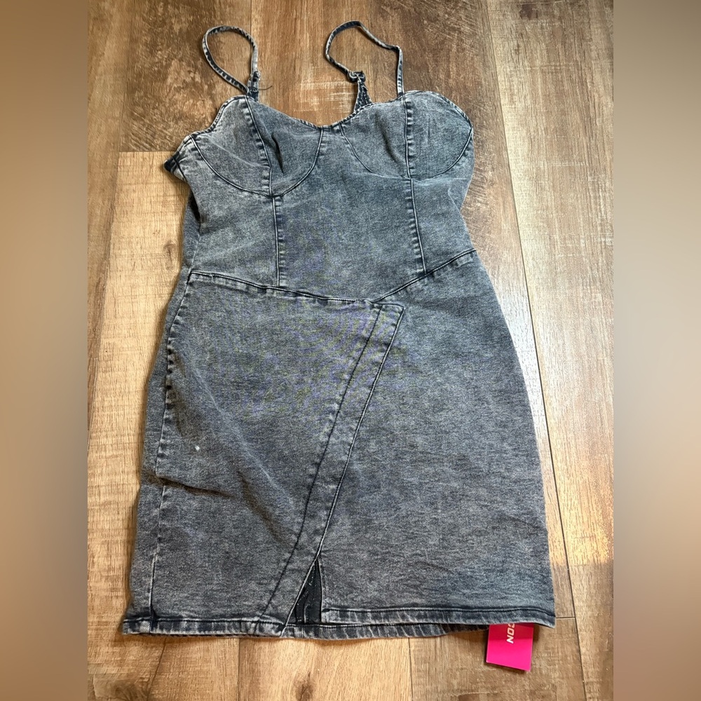 SHEIN Charcoal Denim Tube Dress